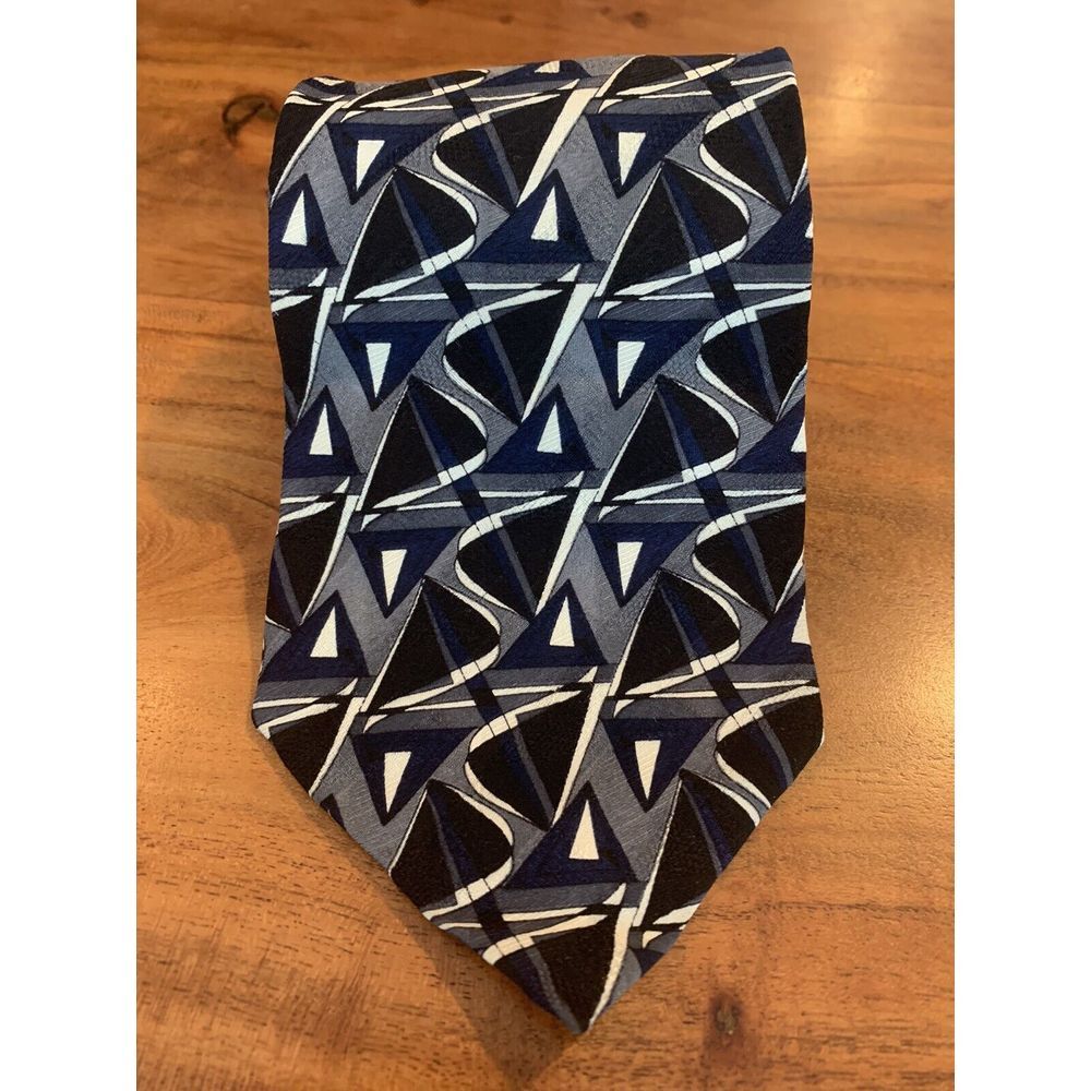 Bachrach 100% Silk Geometric Brocade Tie Made In USA